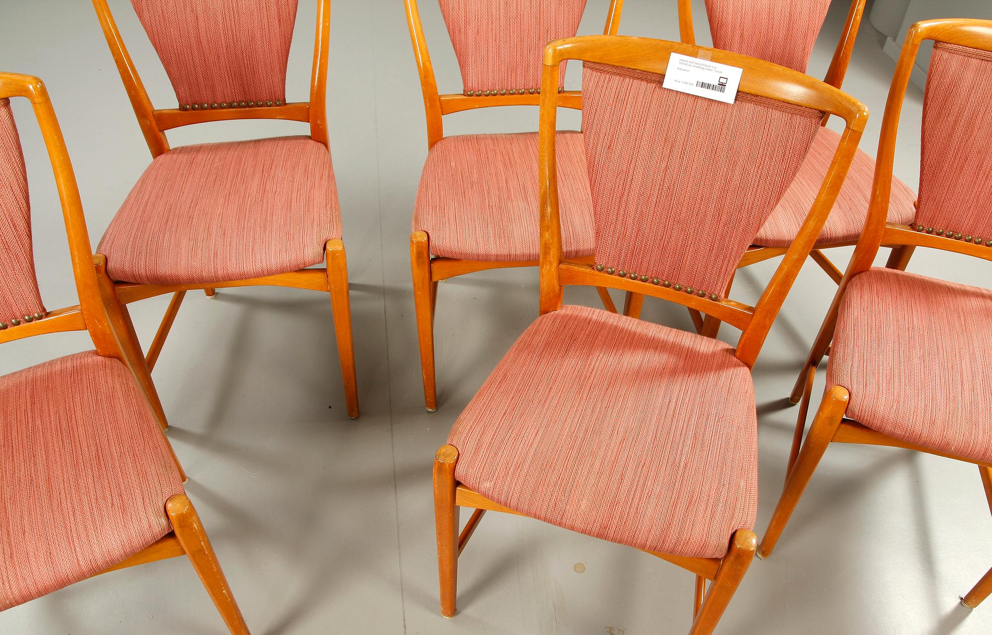 STOLAR, 6 st. Westbergs möbler, Tranås. 1930/40-tal.