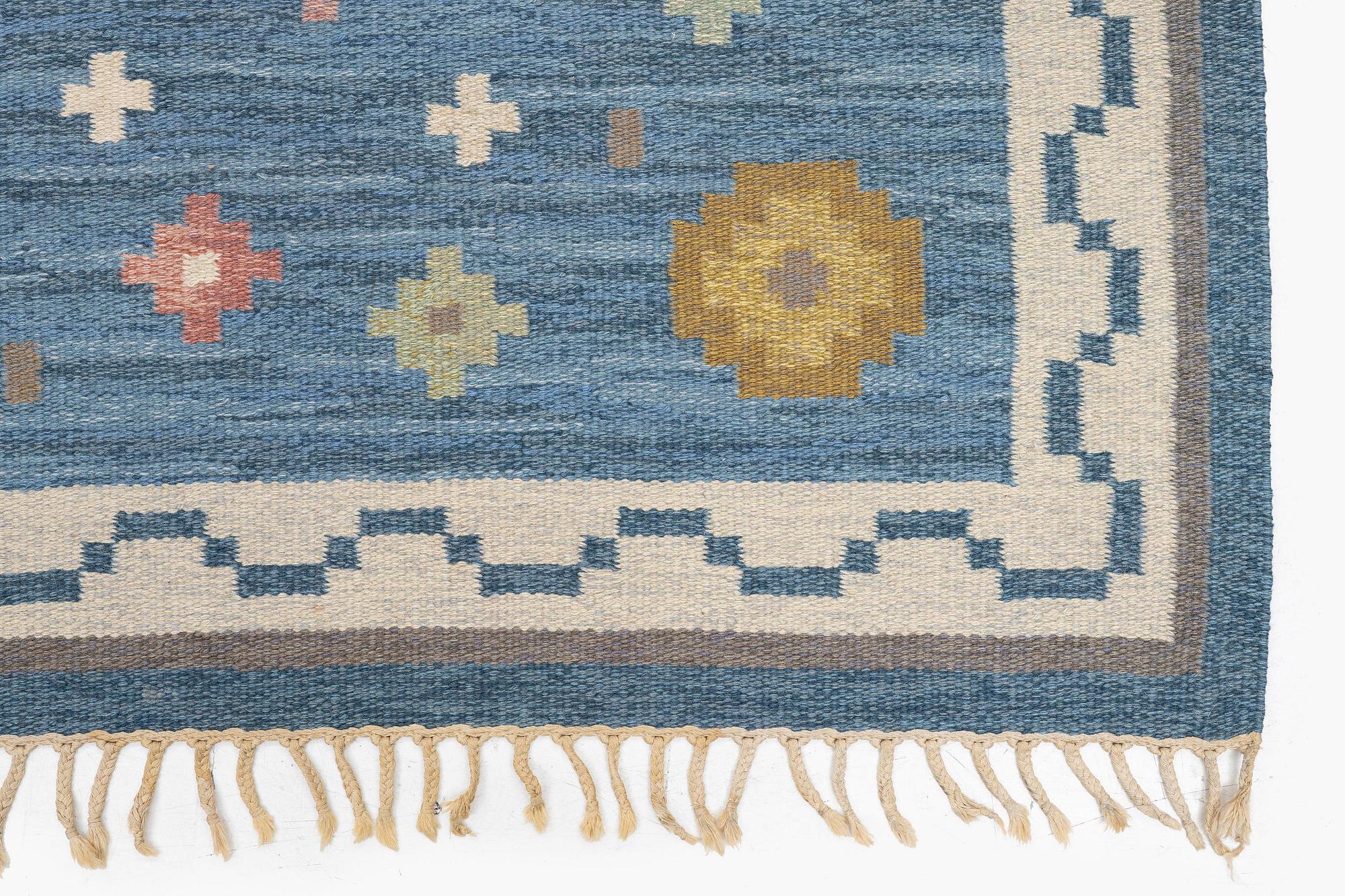 Anna-Greta Sjöqvist, a 'Blomsteräng' carpet, flat weave, c. 240 x 170 cm, signed AGS.