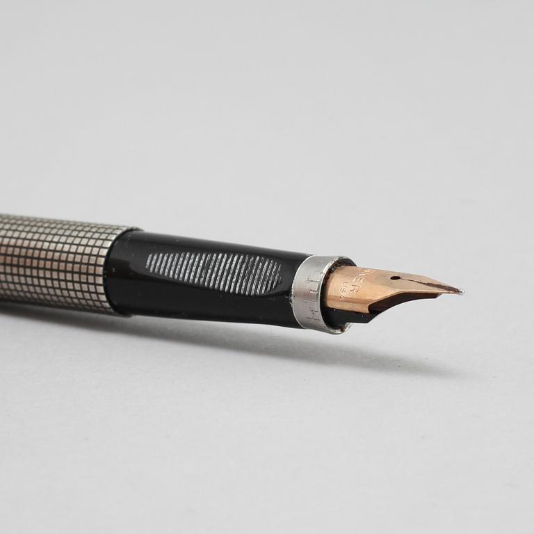 A sterling silver fountain pen and ball point pen by Parker, second half of the 20th century.