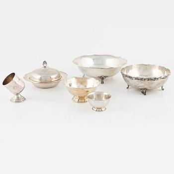 A group of five bowls and a goblet, silver, Colombia, 20th century.