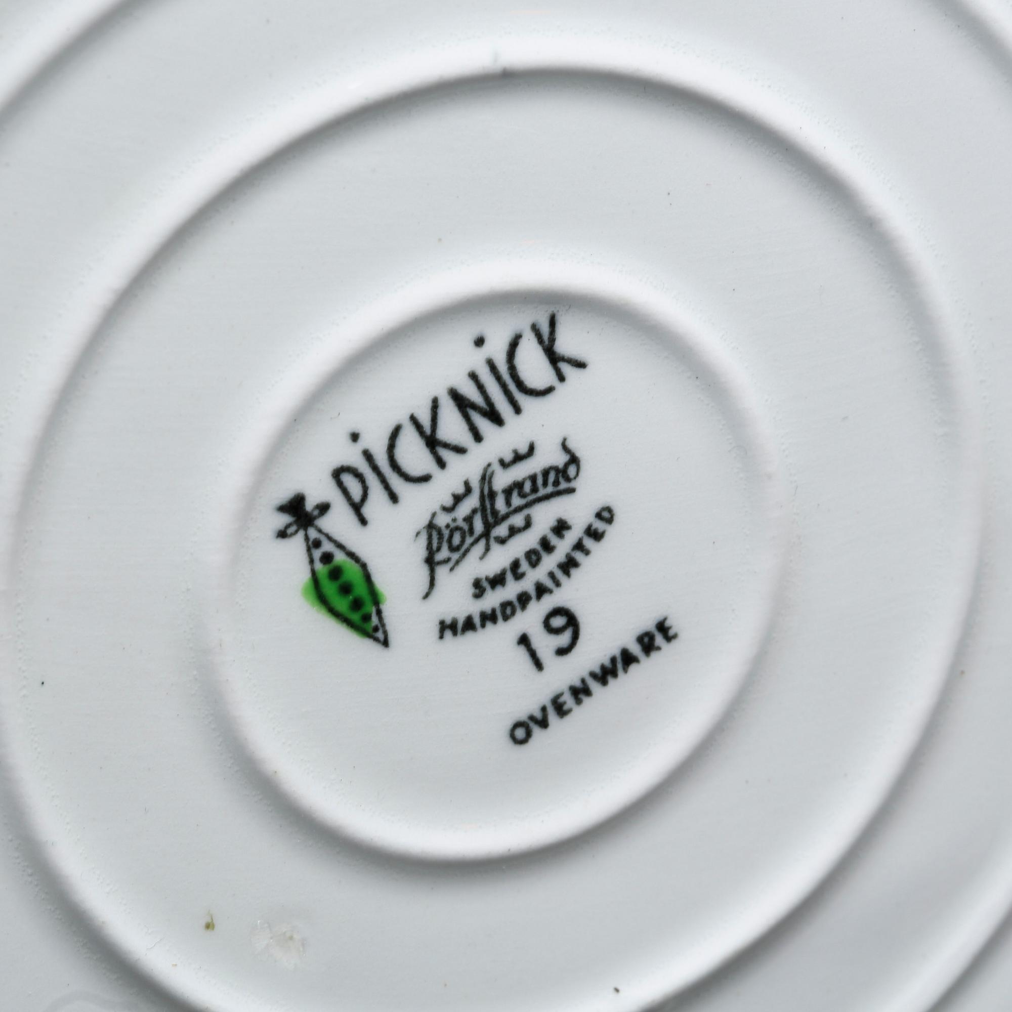 SERVISDELAR, porslin, 10 delar, "Picknick", Marianne Westman, Rörstrand, i produktion 1956-1969.