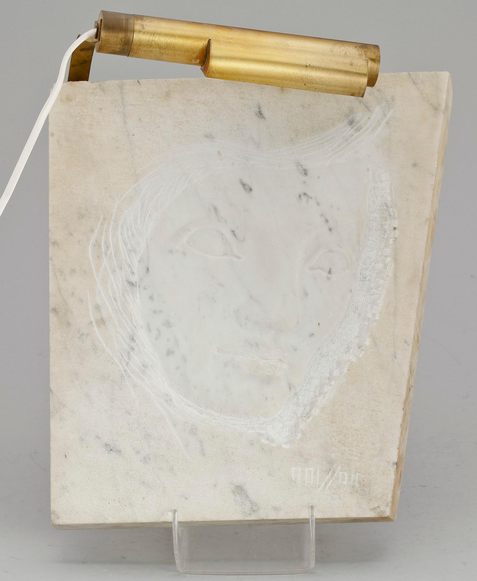 AXEL OLSON, relief, marmor, sign.