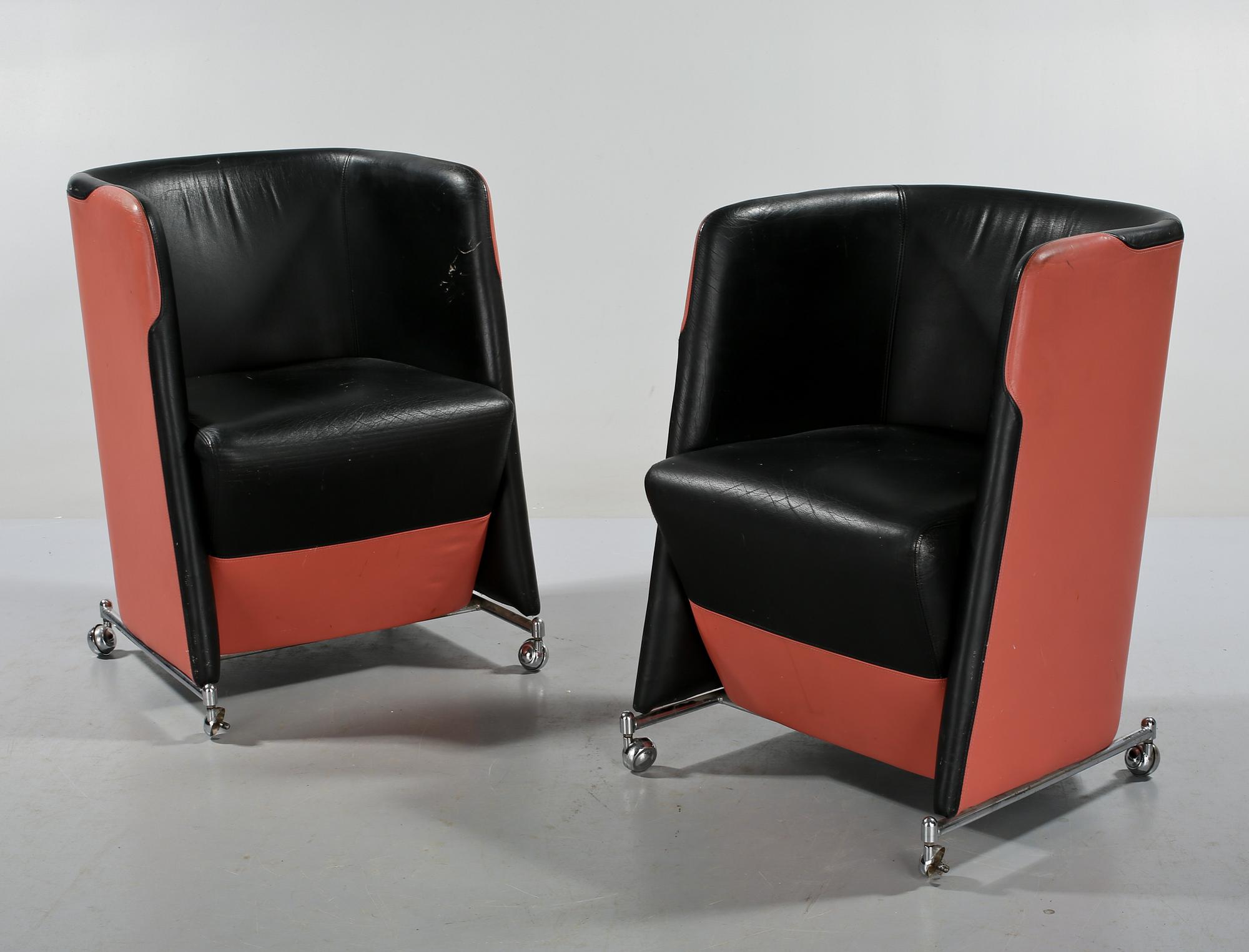 FÅTÖLJER, ett par, Börge Lindau samt Bo Lindekrantz, Lammhults, 1980-tal.