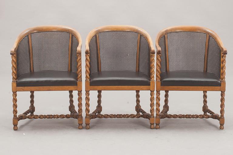 KARMSTOLAR, 3 st. NK.  1900-TALETS MITT.