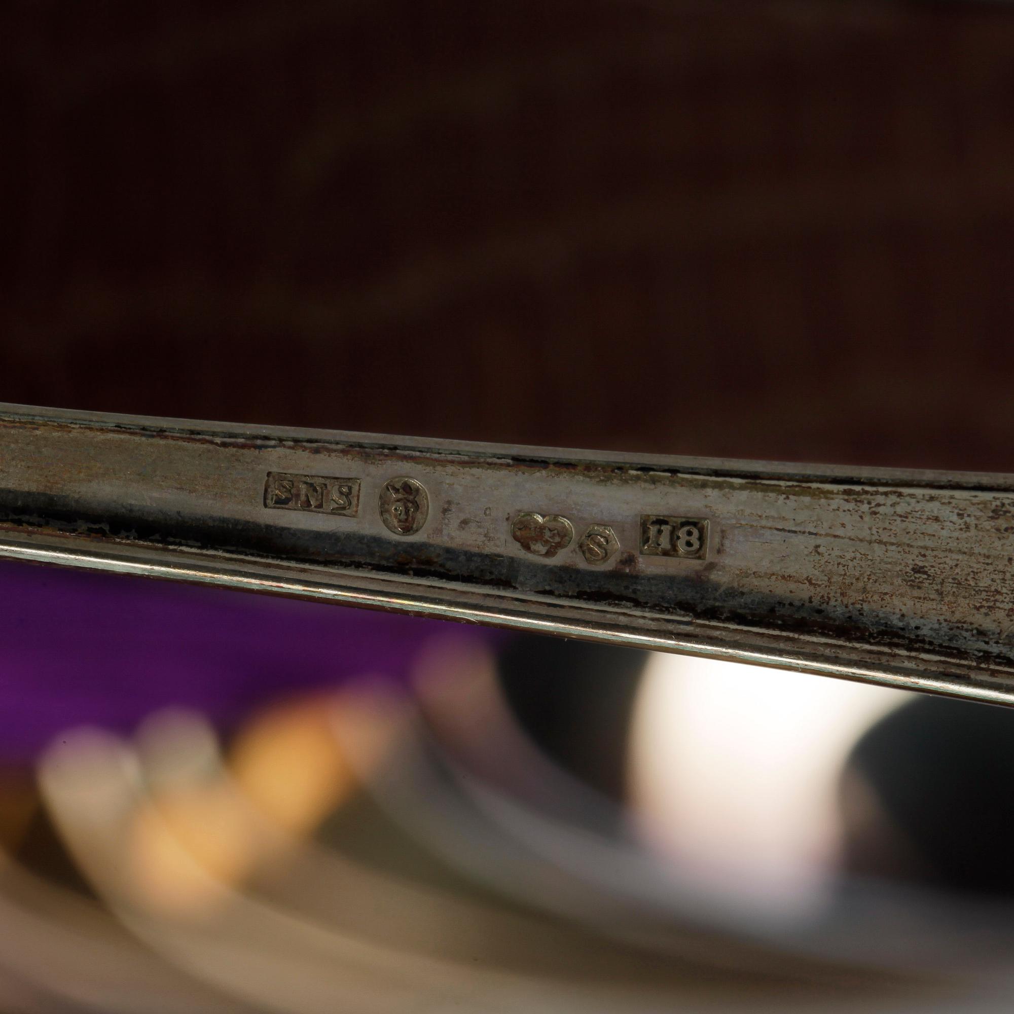 MATSKEDAR, 12 st, silver, "Haga", Skandia Silver & Nysilver AB, 1934-37. Tot ca 720 gram.