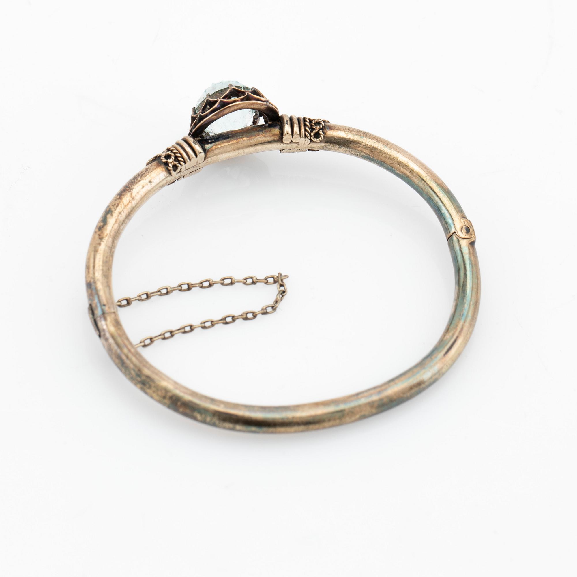 Arm ring, silver with aquamarine.