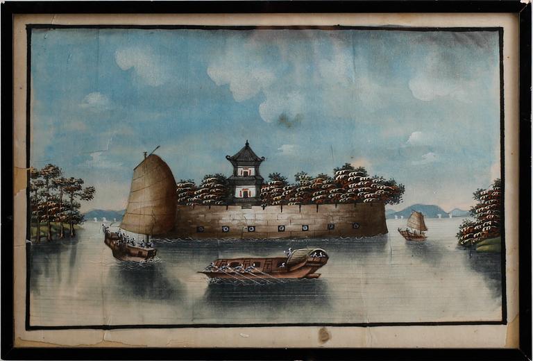 OKÄND KONSTNÄR, 8 st, akvareller på rispapper, Kina, 1800/1900-tal.