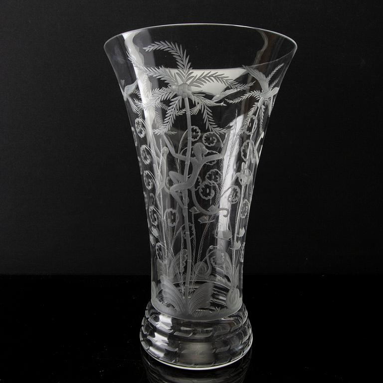 Edward Hald, a signed Orrefors glass vase.