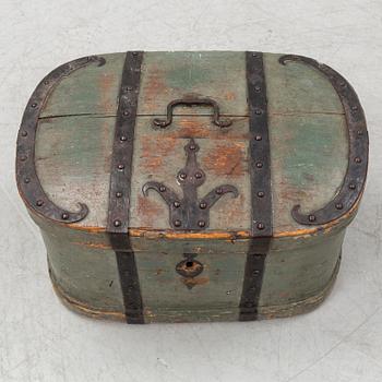 A Swedish painted traveling coffer, 19th Century.