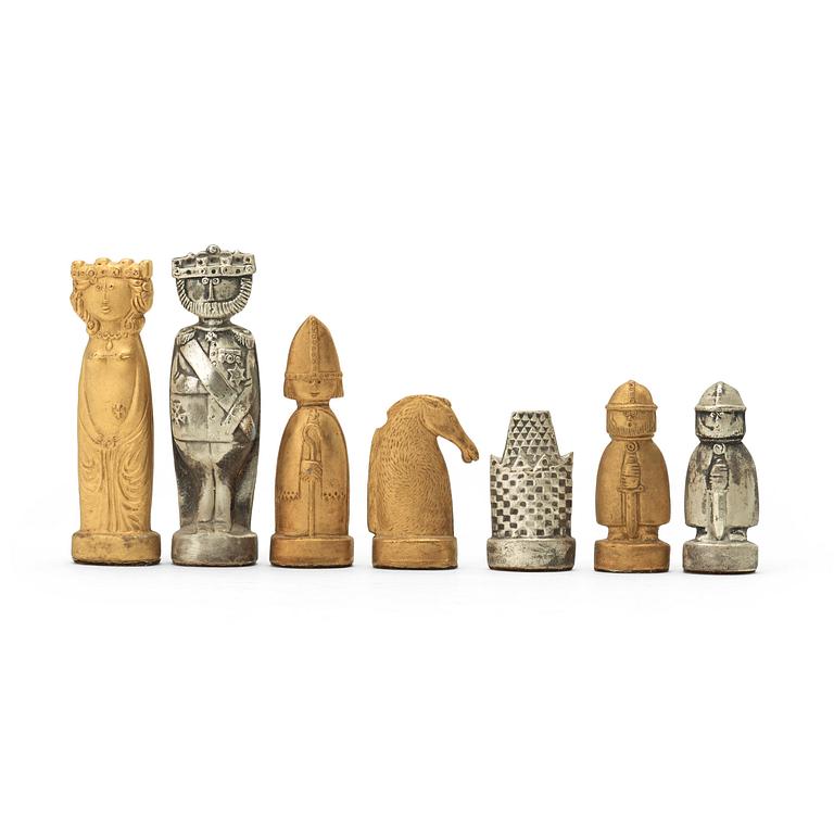 Stig Lindberg, a stoneware chess set, Gustavsberg, Sweden 1970's.