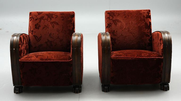 FÅTÖLJER, ett par, art deco, 1900-talets första hälft.