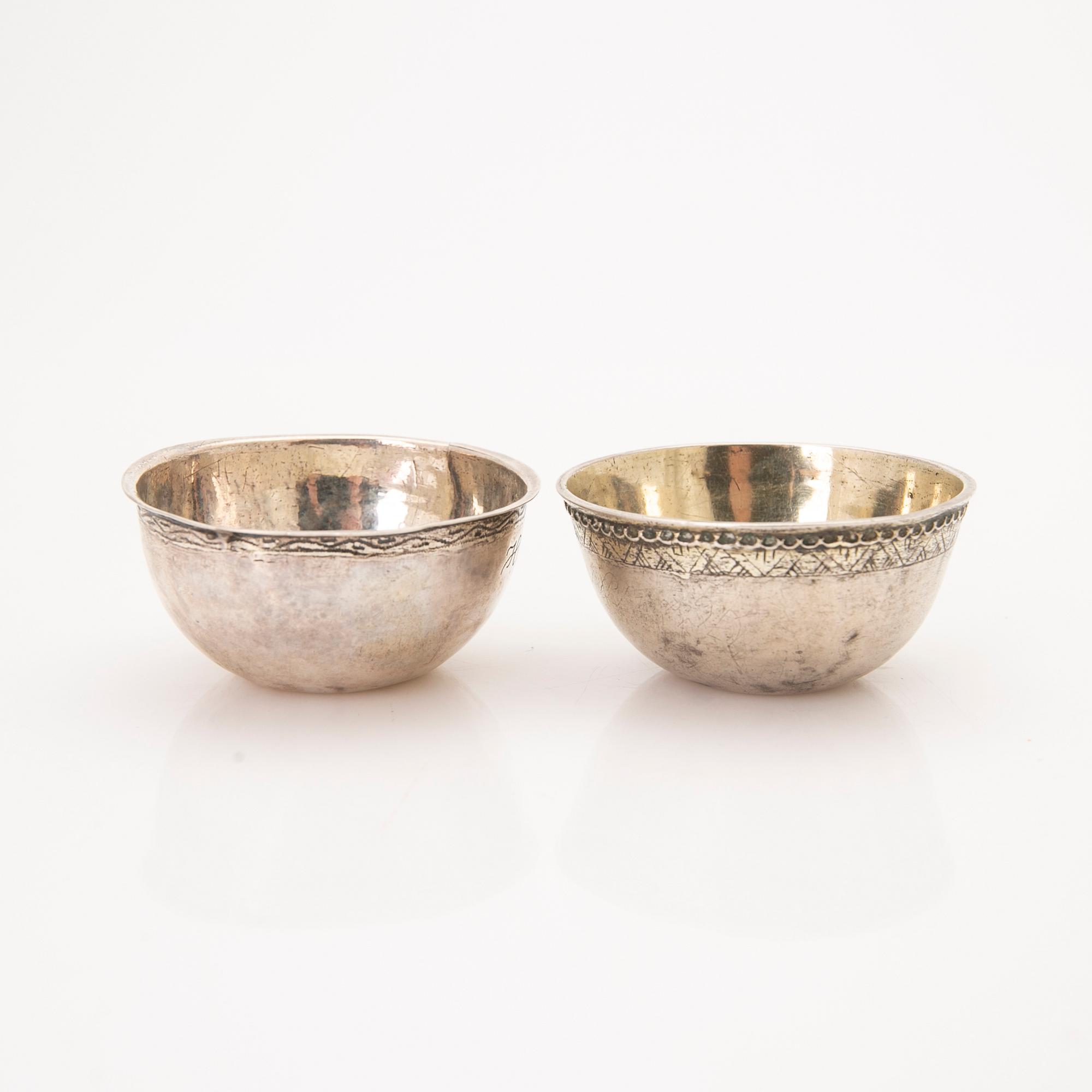 Four beakers, silver, Kristianstad, 18th/19th century.