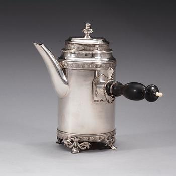 A Swedish 18th century silver coffee-pot, marks of Johan Stras, Stockholm 1782.