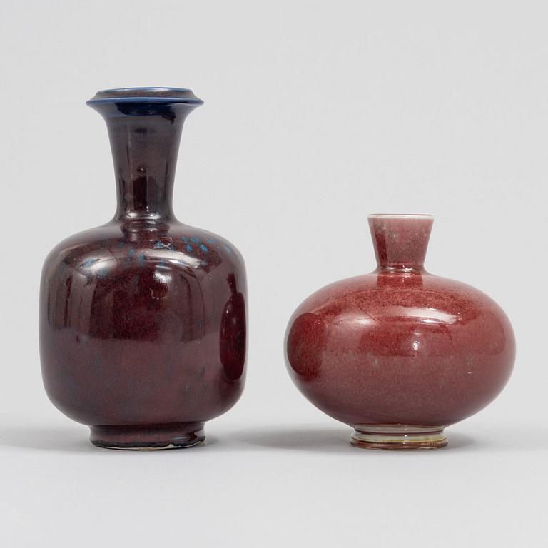 Berndt Friberg, two stoneware vases, Gustavsbergs studio 1975.