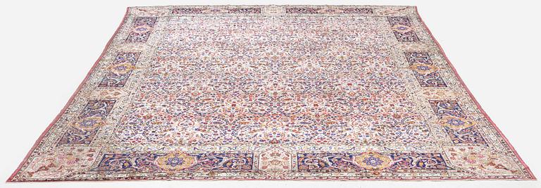 An antique silk Keshan of 'Arabesque' design, Central Persia, c. 410 x 297 cm.