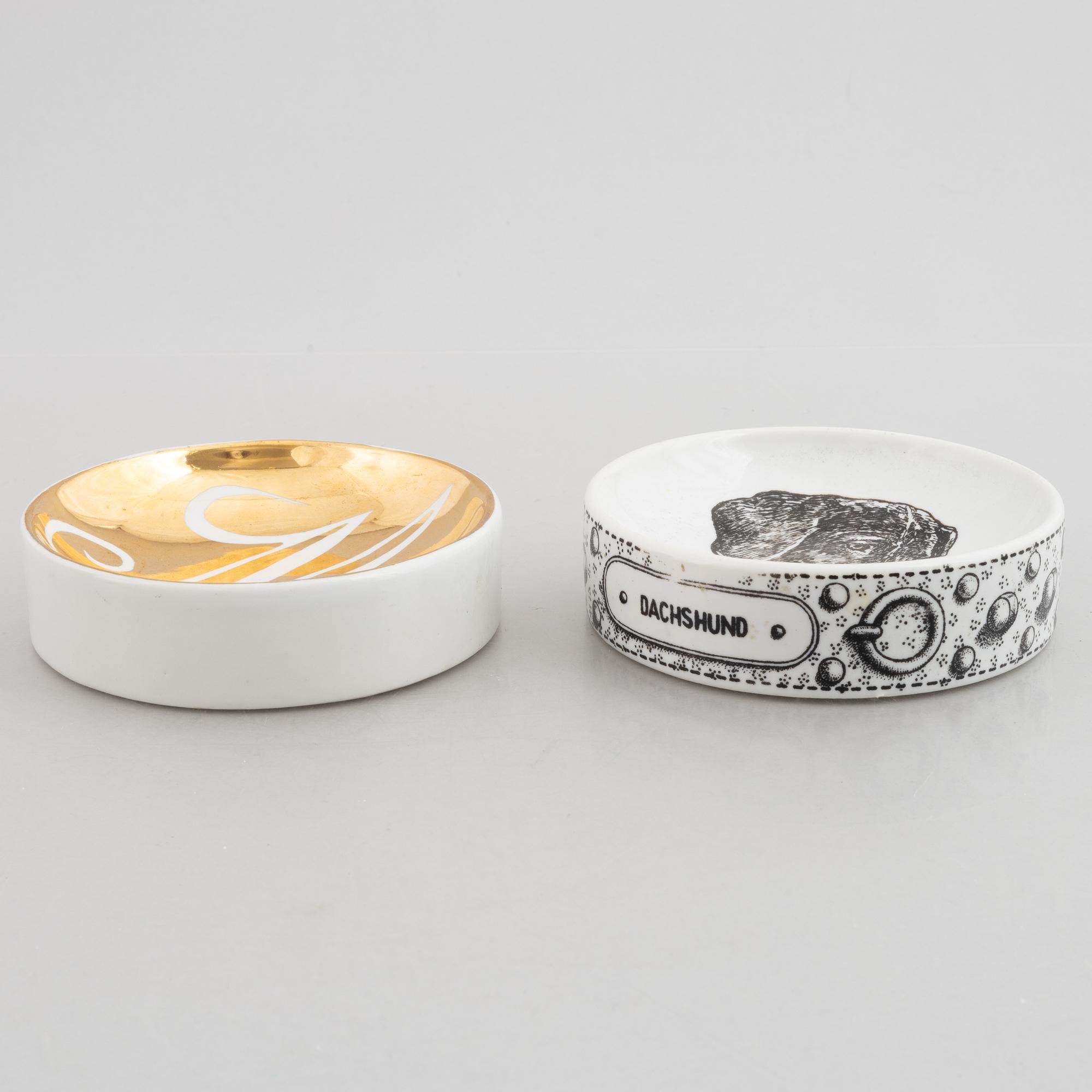 Piero Fornasetti, two ashtray, Milan, Italy.