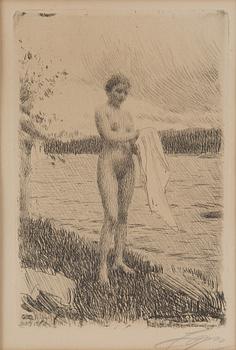 ANDERS ZORN, etching,1919, signed in pencil.