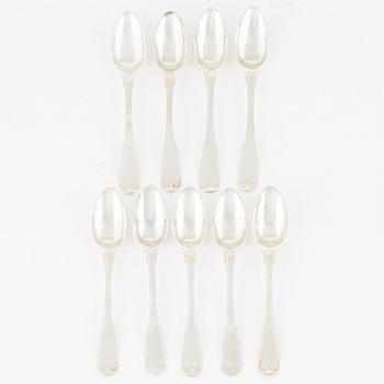 Nine silver tea spoons, Carl Magnus Ryberg, Stockholm, 1806.