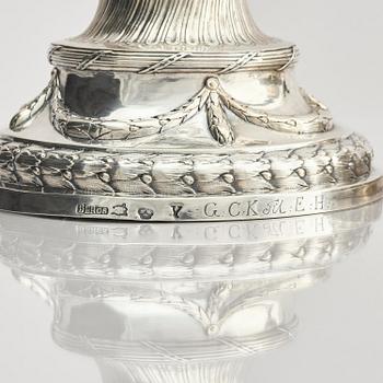 A pair of 18th century silver candlesticks, marks of Julius Marianus Bergs, Stockholm 1781.