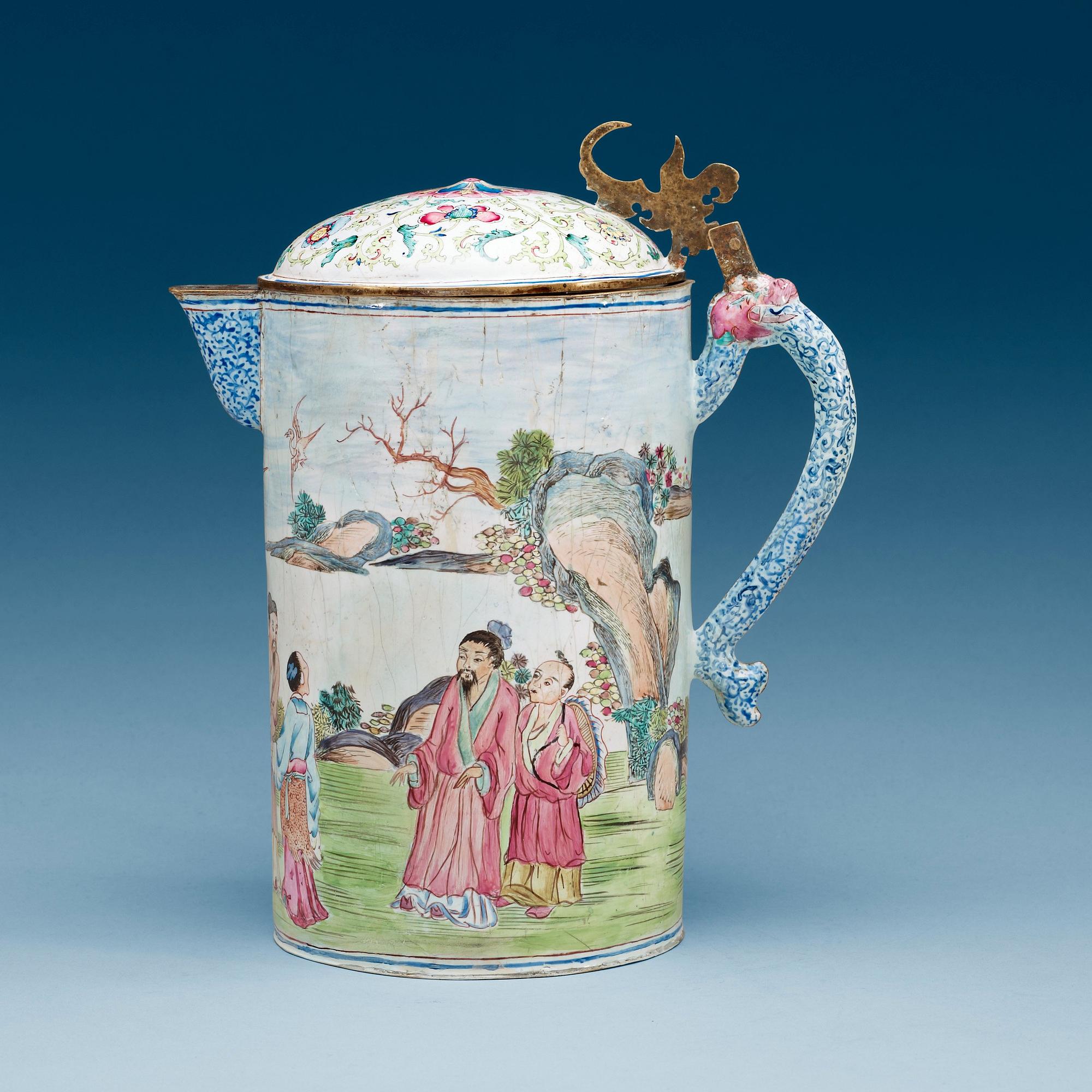 KANNA, emalj på koppar. Qing dynastin (1644-1912).