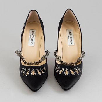 JIMMY CHOO, a pair of silk satin high heels, size 38½.