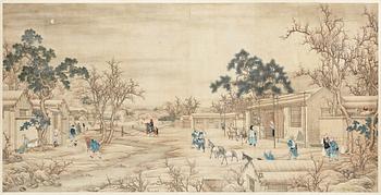 706. A large Chinese tapestry/painting by an unknown artist, colour and ink on paper, late Qingdynasty / early 20th Century.