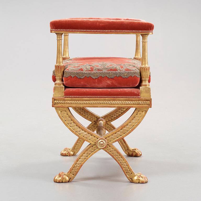 A Swedish Royal late Gustavian stool by Erik Öhrmark, master 1777.