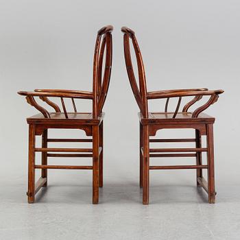 A pair of chinese armchairs, 20th century.