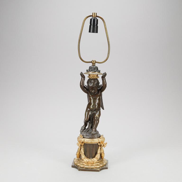 BORDSLAMPA. Brons, Frankrike 1800-tal.