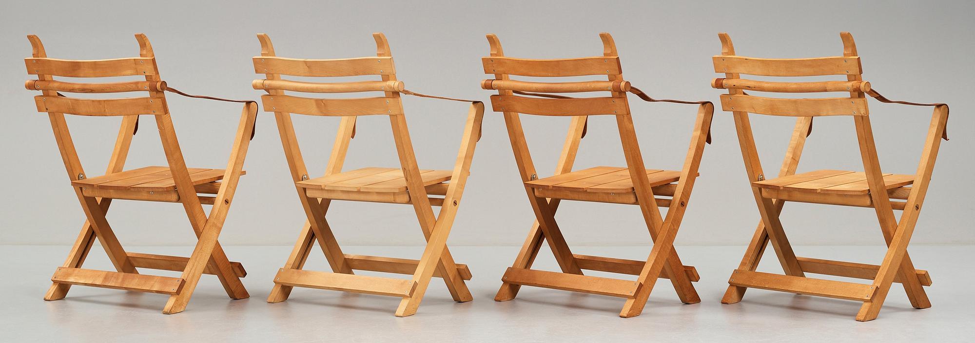 HANS J WEGNER, 4 folding chairs, model "PP 90", for P.P møbler, Denmark 1970's.