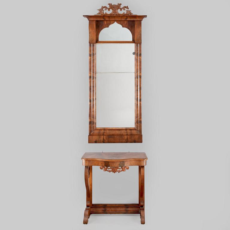 SPEGEL med KONSOLBORD, nyrokoko, 1800-talets mitt/andra hälft.