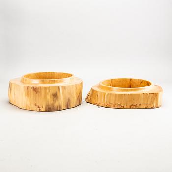 Four 1970:s wooden bowls by Söwe Konst, Sövestad Sweden.