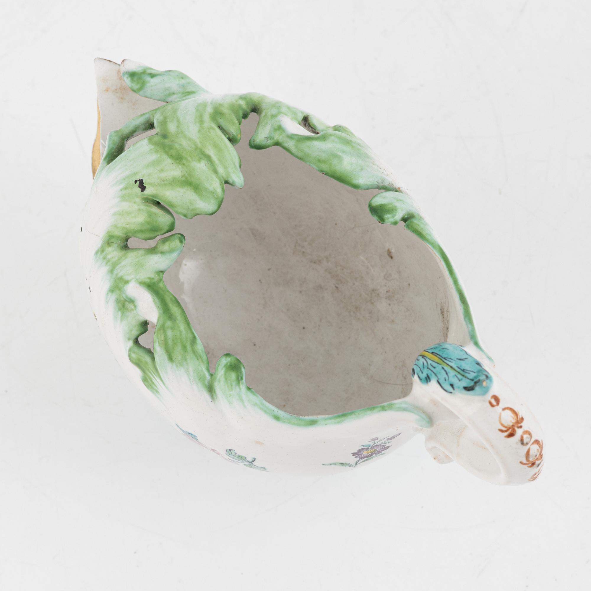 Rörstrand, a faience gravy pot, Sweden, 1760's.