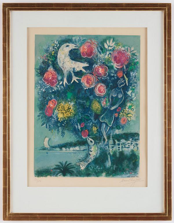 Marc Chagall Efter, "La Baie des Anges au bouquet de roses", ur: "Nice et la Côte d 'Azur".