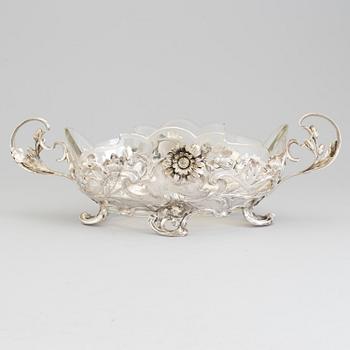 A Swedish Art Nouveau silver and glass jardinière, maker's mark CG Hallberg, Stockholm 1901.