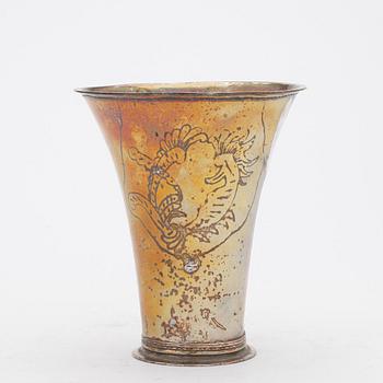 BÄGARE, silver, ej stämplad, sannolikt 1700-tal. Vikt ca 175 gram.