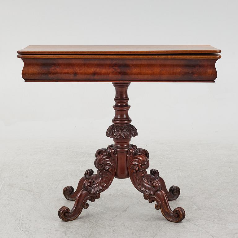A rococo style card table, 19th century.