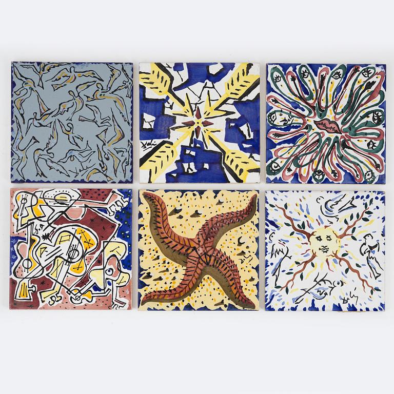 Salvador Dalí, after. A set of six earthenware tile plates, Spain.