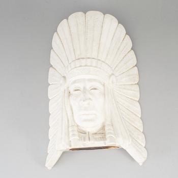 GUNNAR NYLUND, a stoneware sculpture of an indian head, Rörstrand, Sweden 1940's.