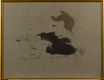 HELENE SCHJERFBECK, litograph, signed in the print, stamped Gösta Stenman a tergo.