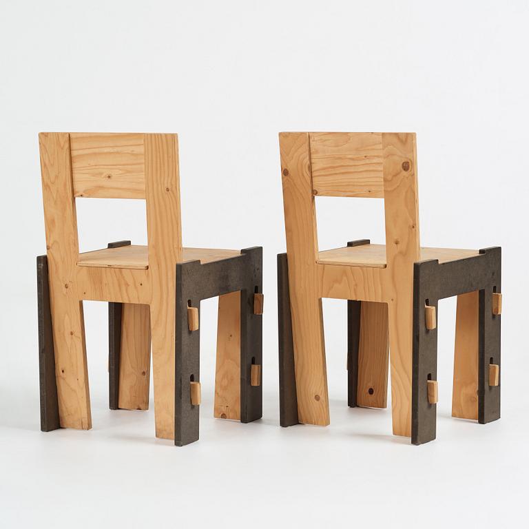 Woytek Weidne and Caroline Axell, "POP UP CHAIR", stolar, ett par, utförda i 60 exemplar av Martin Altwegg 2014.