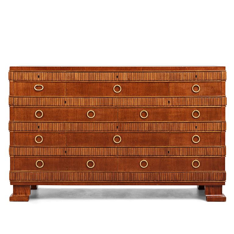 Oscar Nilsson, attributed to, a mahogany chest of drawers, Sweden 1930's.