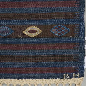 BARBRO NILSSON, carpets, 2 pieces, flat weave, 238,5 x 101 resp. 181,5 x 81 cm, "Blåbär, mörk", signed AB MMF BN.