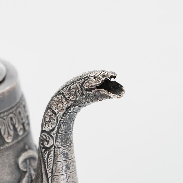 An Indian silver teapot.