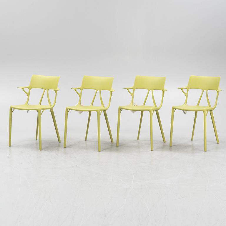 Philippe Starck, karmstolar, 4 st, "A.I. Chair", Kartell, Italien, formgiven 2019.