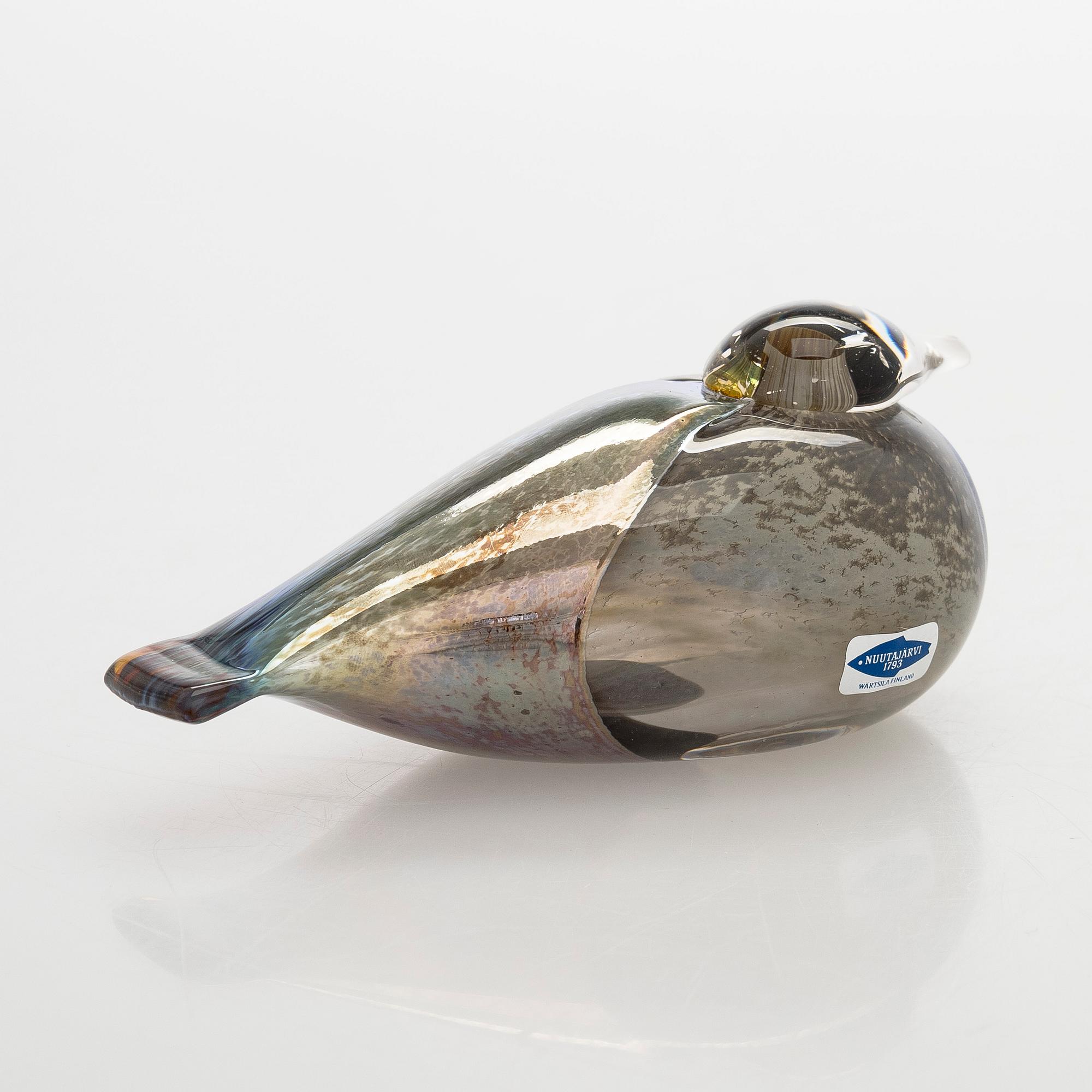 Oiva Toikka, Glass bird, signed Oiva Toikka Nuutajärvi Notsjö Turun Sanomat 1986.
