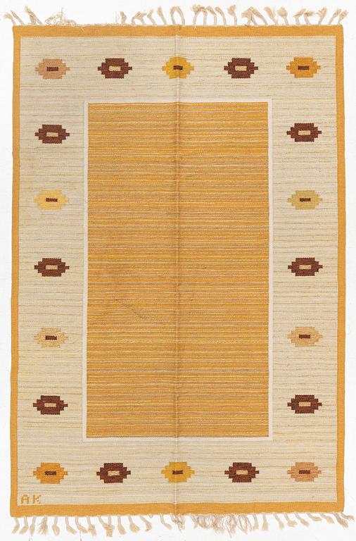 Aina Konge, attributed to, flat weave, signed AK, approx. 245 x 170 cm.