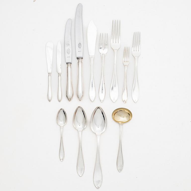 Cutlery service, 112 pieces "Swedish Pointed", various manufacturers, first half of the 20th century, with a fitted case.