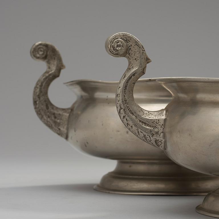 Two Swedish pewter bowls by M Leffler 1819/25.