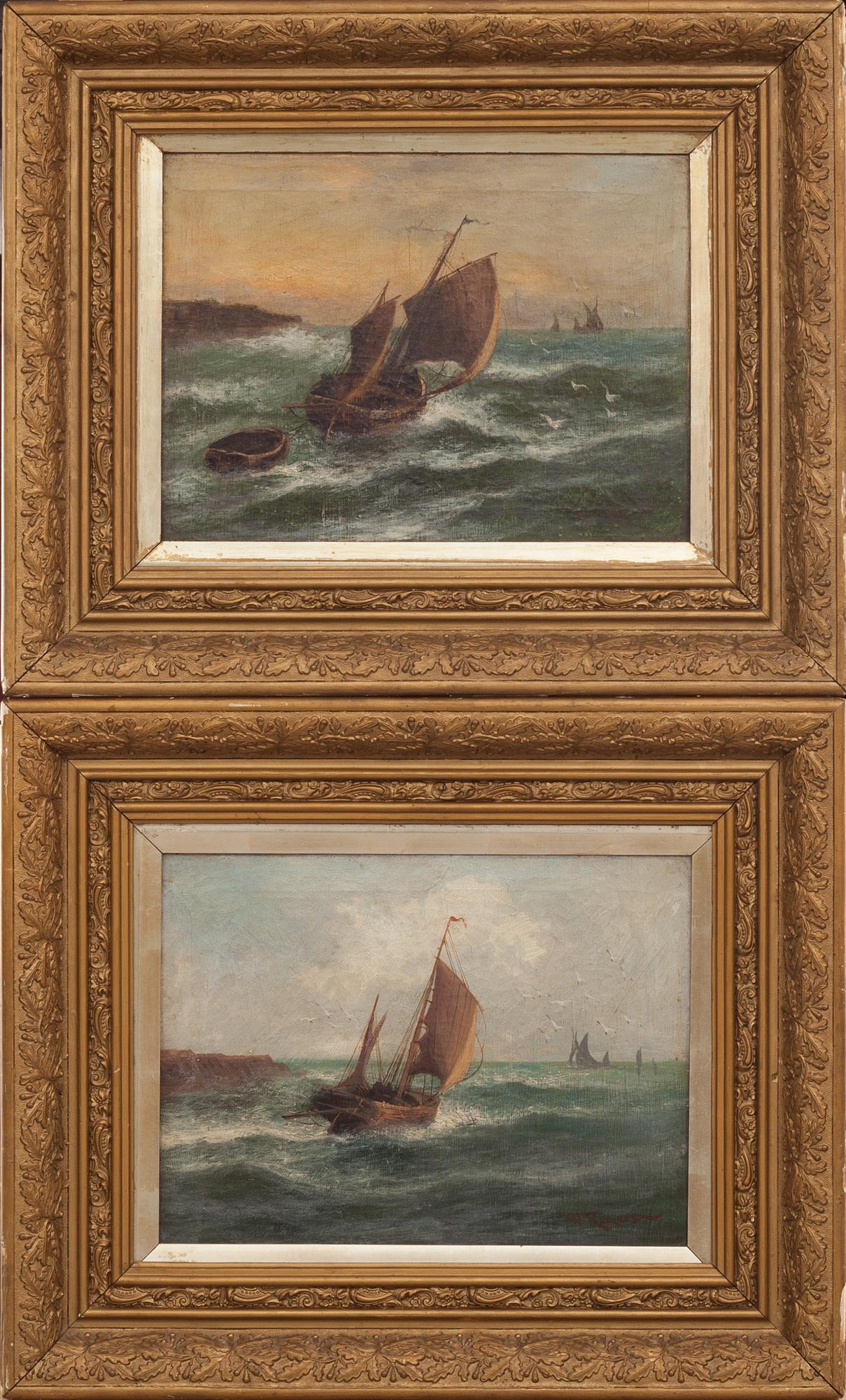 OKÄND KONSTNÄR, olja på duk, ett par, signerade W. Rogers. England 1800-tal.